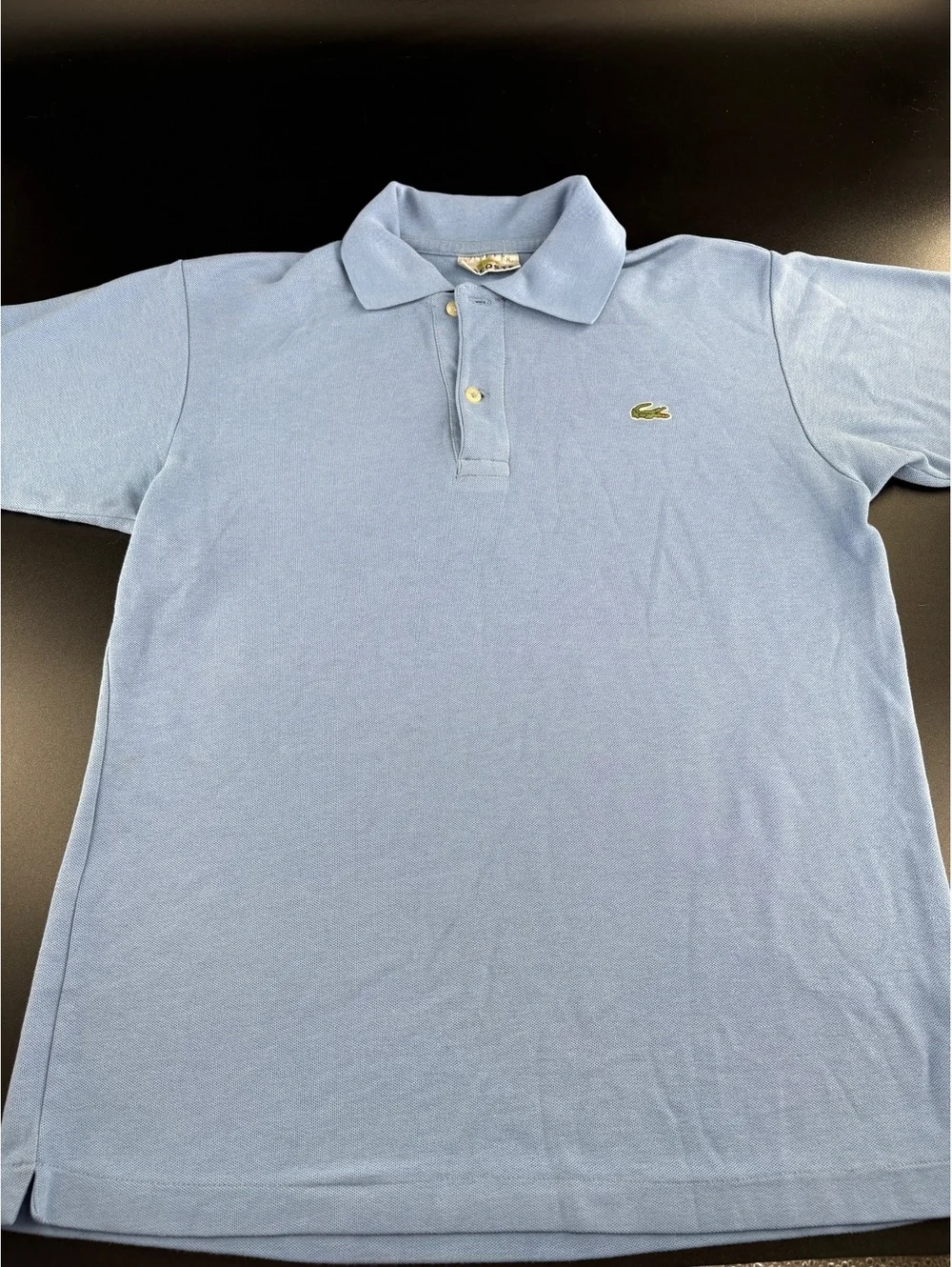 Lacoste Vintage Pique Polo Mens M Light Blue Classic Crocodile Logo - Picture 3 of 4